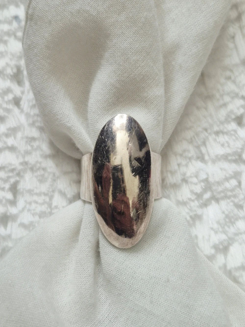 Vintage Navajo Sterling Silver Oval Dome Cocktail Ring
